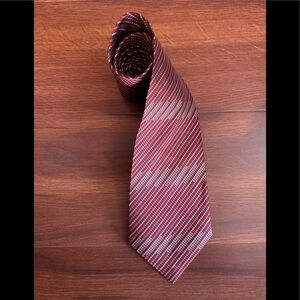 🌿SALE🌿 TESORO ROSSO Uomo Moda Burgundy/Silver Silk tie